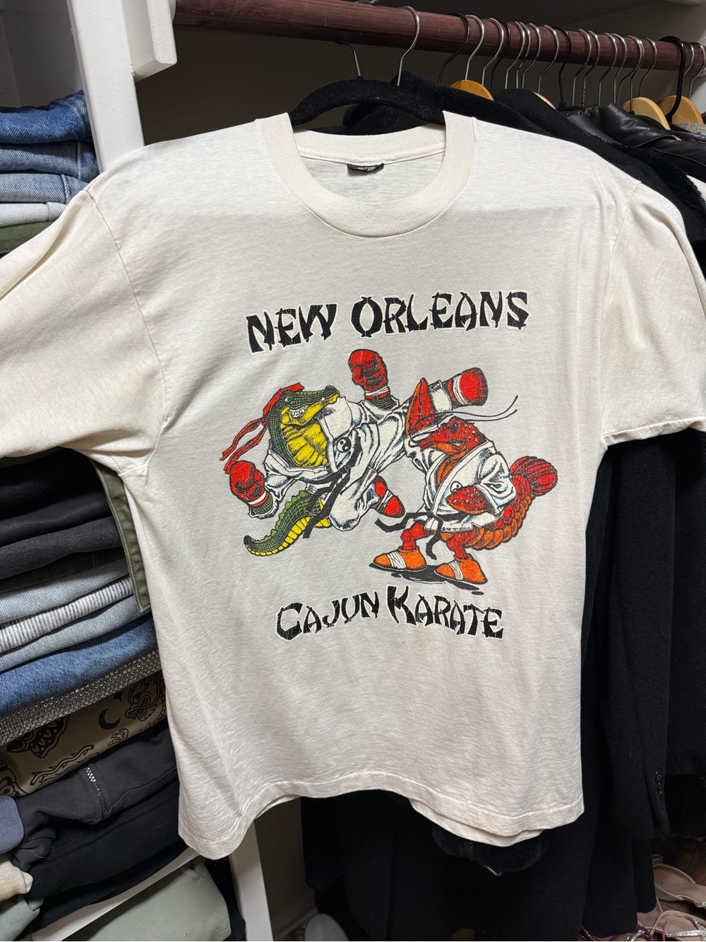 Vintage New Orleans Cajun Karate Graphic Tee - Cream